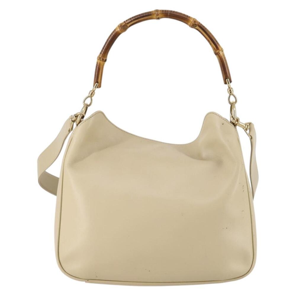GUCCI Bamboo Hand Bag Leather 2way Beige Gold 001 1638 Auth ep11454 - Picture 13 of 16